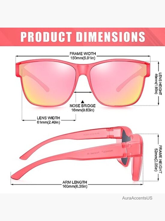 Polarized UV400 Fit Over Sunglasses Oversized Square Unisex main image 7